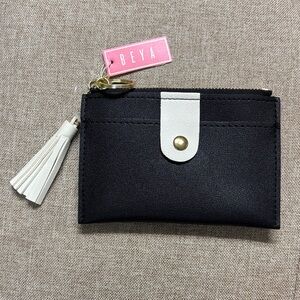 Black and Cream Card Holder with Tassel